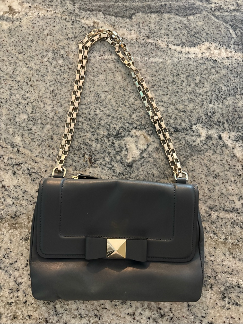 Kate Spade Leather Bow Terrace Justine Shoulder Handbag Black